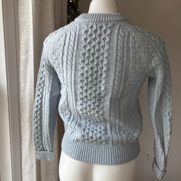 J. Crew Popcorn Cable-Knit Baby Blue Sweater - Picture 3 of 5